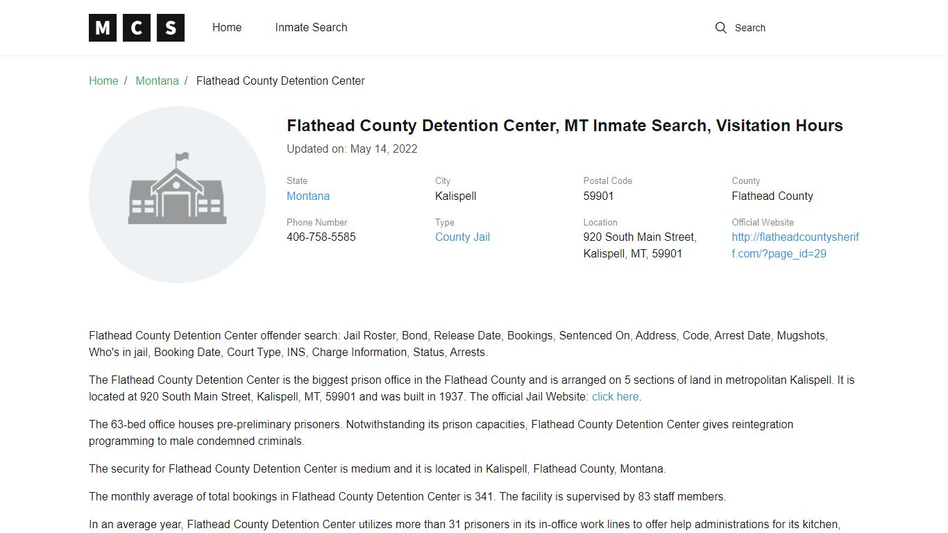 Flathead County, MT Jail Inmates Search, Visitation Rules
